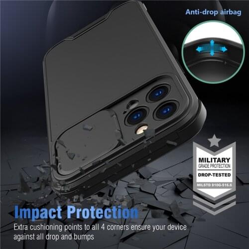 Slide Camera Lens Protection Shockproof Case For iPhone 12 11 Pro Max SE 2020 XR Xs X 8 7 Plus TPU Bumper Hard PC Back Cover