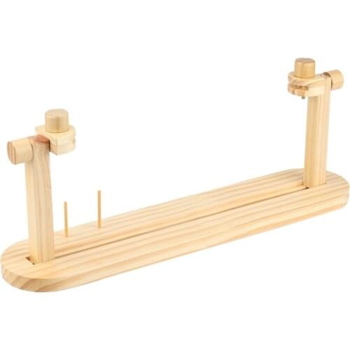 Size Adjustable Embroidery Hoop Stand,Wooden Cross Stitch Hoop Stand Holder, Desktop 360 Degrees Rotating Embroidery Kit