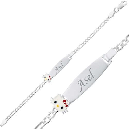 Tevuli 925 Sterling Silver Cat Plate Child Bracelet