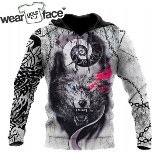 Gray Wolf Alpha 3D All Over Printed Crewneck Sweatshirts Zipper Hoodie Sports Funny Casual Streetwear Vocation Unisex Clothing