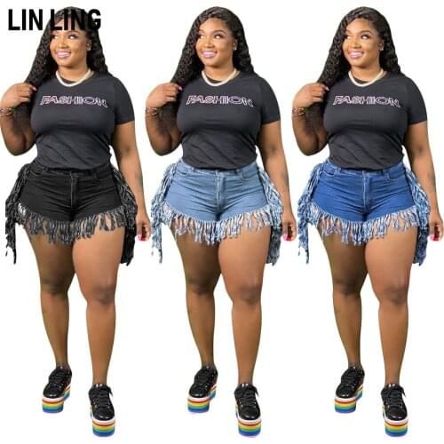 Summer Special Tassel Fringed Edge Tight Temperament High Waist Pure Color Cool Denim Shorts