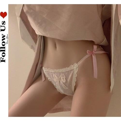 Women Kawaii Lori Seamless Panties Lace Briefs Cartoon Transparent Sexy Lingerie Student Lolita Girls Cute Bow Cotton Underwear