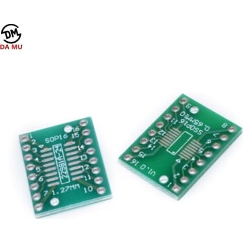 10pcs/lot TSSOP16 SSOP16 SOP-16 SOP16 to DIP16 Transfer Board DIP Pin Board Pitch Adapter PCB