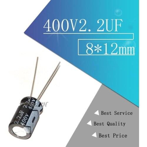 20PCS Higt quality 400V2.2UF 8*12mm 2.2UF 400V 8*12 Electrolytic capacitor