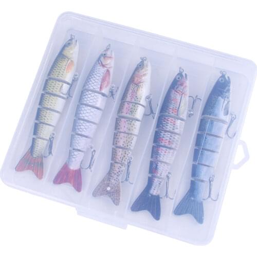 3/5pcs 12.7cm 22g Sinking Wobblers Fishing Lures Set 6 Segments Crankbait Hard Artificial Bait box Kit Swimbait Pike Lure