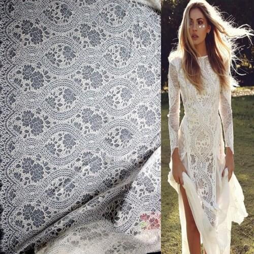 3 Meter Length Beautiful White Black Eyelash Lace Fabric Trim 150cm width for Women Dress DIY