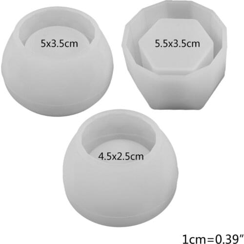 3 Pcs/Set Round Bowl Hexagon Cup Dishes Casting Silicone Mould DIY Crafts Making Tool Crystal Epoxy Resin Mold