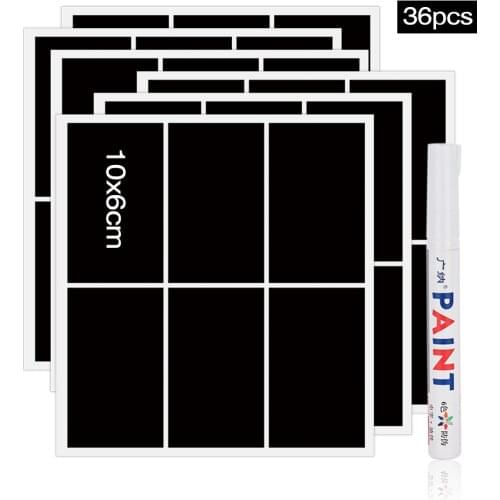 36pcs Spice Jar Stickers Kitchen Jars for Spices Labels Sticker Storage Organizer Bottles Stickers Waterproof Blackboard Labels