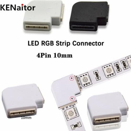 5PCS 4 pin LED Connector L Shape For Connecting Corner right Angle 10mm 5050 LED Strip Light RGB Color Easy install Strip