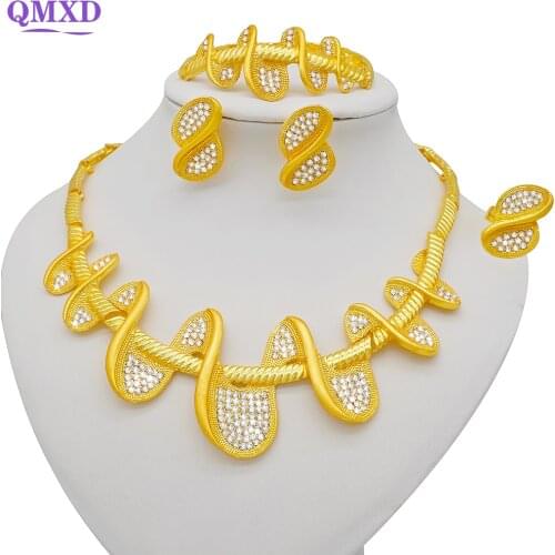 Necklace/Earrings Jewelry Set For Women Gold Color Elegant Arab/Ethiopian Bridal Wedding/Party Gifts