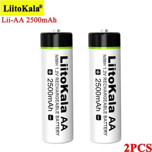 2PCS Liitokala 1.2V AA 2500mAh Ni-Mh Rechargeable Battery AA for Temperature Gun Remote Control Mouse Toy Camera Batteries