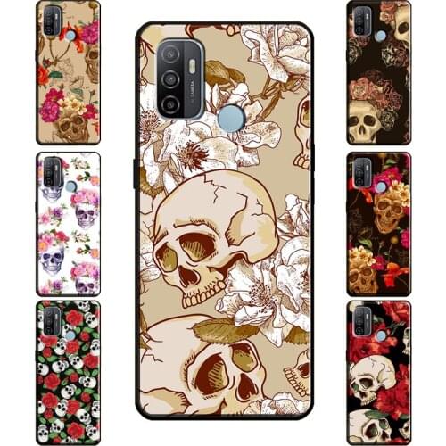Skull With Roses For OPPO A15 A91 A83 A53 A31 A9 A5 2020 A3S A5S A1K Find X3 Pro F5 F7 A52 A72 Phone Case