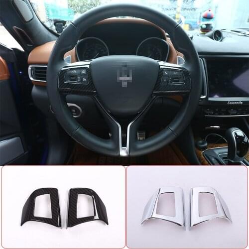 For Maserati Levante Ghibli Quattroporte Plastic Carbon Fiber Style Steering Wheel Button Frame Cover Trim