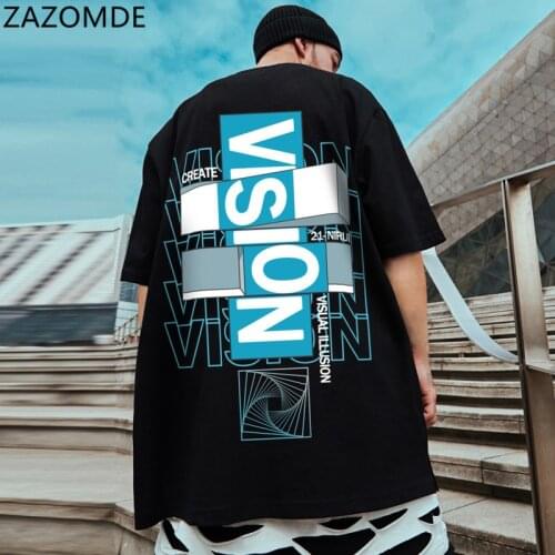 ZAZOMDE T-shirt Hip Hop Graffiti Printing Short Sleeve Tshirts Streetwear Mens Harajuku Casual Cotton Tees Shirts Man T-shirt