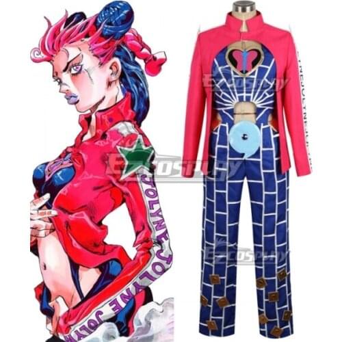 Stone Ocean Jolyne Cujoh Red Blue Uniform Suits Clothes Halloween Adult Party Outfit Set Cosplay Costume E001