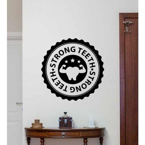 Strong Teeth Wall Decal Dental Care Vinyl Sticker Bathroom Waterproof Stomatology Decor Removable Kids Bedroom Decoration D413