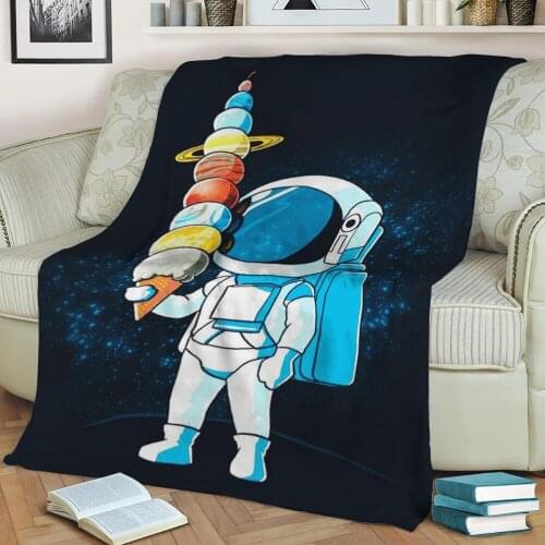 Cool Astronaut Blanket for Kids Teen Cartoon 3d Sofa Nap Sherpa Throw Blanket for Gift Astronaut Bedspread on The Bed