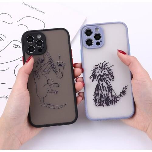 Cute Dog Puppy Dog Spoof Cartoon Matte Phone Case For iPhone 11 Pro 7 7Plus XR 12 8 8PLUS X XS Max Camera Protection Back Cover
