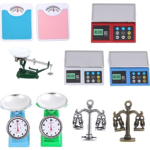 1/12 Dollhouse Miniature Accessories Mini Weigh Scale Simulation Weight Balance Model Toys for Doll House Decoration