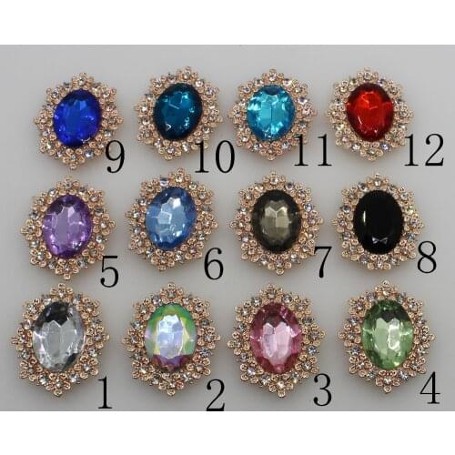 Fashion 10pc 25*30mm Golden Color Rhinestone Buttons Wedding Decoraation DIY Crafts Scrapbooking Clothing Hair Accessories