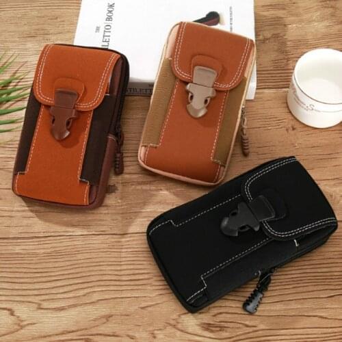 6 Inch Men PU Leather Waist Bags Small Card Holder Phone Wallet Packs Belt Durable Fanny Purse Black Coffee High Quality