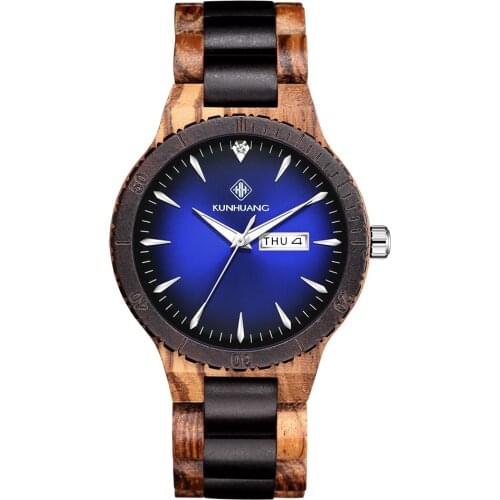 2021 new wooden watch fashion Japanese hot style dual calendar quartz watch wood watch wholesale mens watch