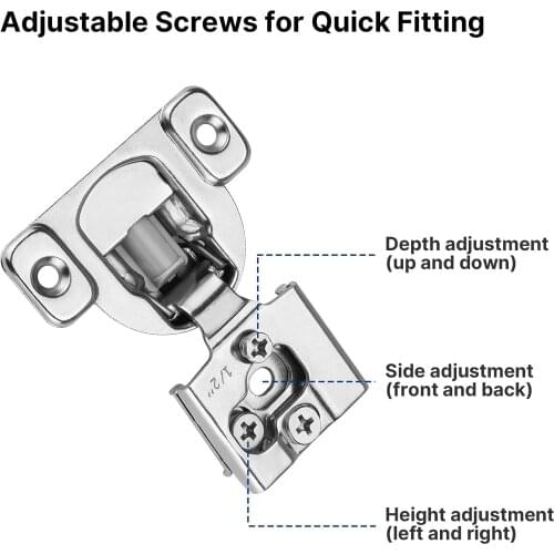 Soft Close Cabinet Hinges, Satin Nickel Concealed Hinges 1/2'' Inch Overlay Slow Closing Kitchen Cabinet Hinges, Stainless Steel