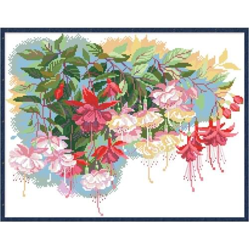 Admiralty Flowers Cross Stitch Patterns Embroidery Kits Printed Fabric Needlework Sets 11CT 14CT DIY Crafts Home Decor Paintings