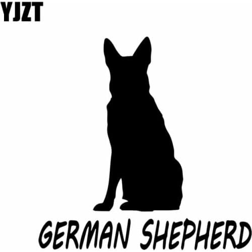 YJZT 14.3X14.3CM Vinyl Decal German Shepherd Dog Pet Animal Best Friend Car Sticker Cartoon Black/Silver C24-1337