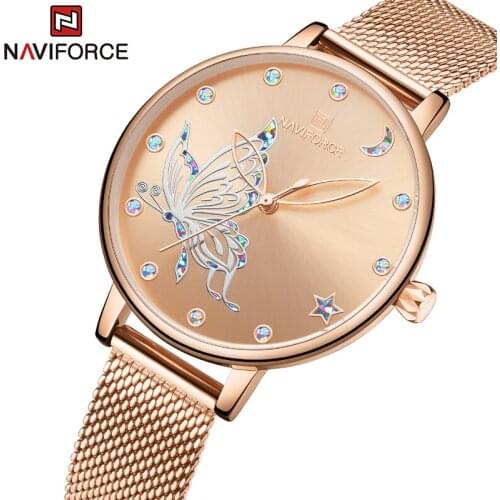 NAVIFORCE Fashion Women Watches Top Luxury Brand Waterproof Rose Gold Quartz Ladies Watch Stainless Steel Date Girl Clock Gift