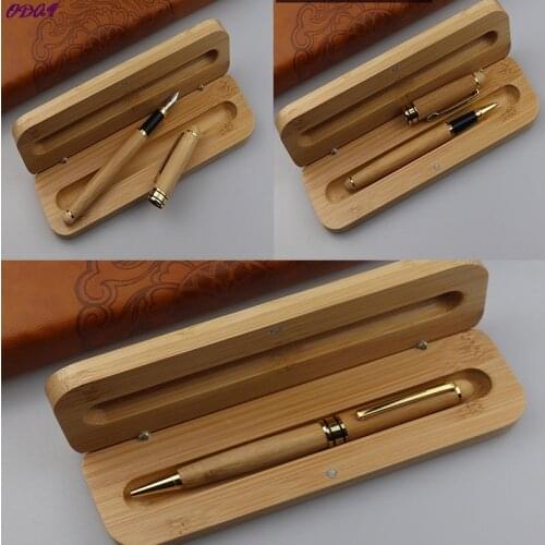NEW 1 Set Personalized Engraved Bamboo Ballpoint Pen Box Case Custom Crystal Pen Wedding Favors Fathers Day Back