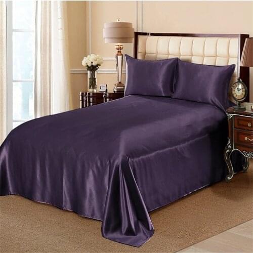100% Mulberry Silk 22 mm Seamless Silvery Dark Blue Purple Colors King Queen Size Flat Sheet 1 Piece Customize MS03