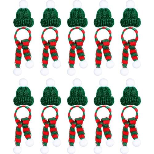 PRETYZOOM 20pcs Stylish Xmas Mini Scarf and Hat Decor Doll Clothes Accessory Creative Plants Adornment for Home Festival