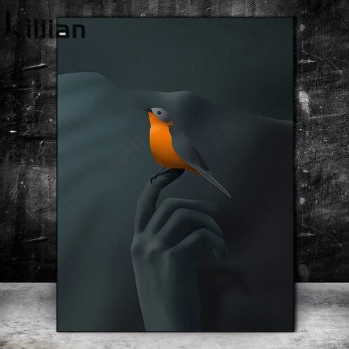 Bird On Fingertips Canvas Art Prints Modern Wall Art Canvas Paintings Posters and Prints Graffiti Art Pictures Wall Decor Art