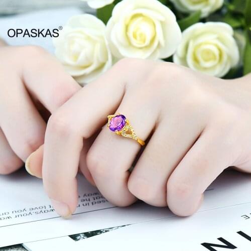 Love Purple Diamond Ring Rose Gold Plated Pink Diamond Ring Elegant and Beautiful Romantic and Fresh PT