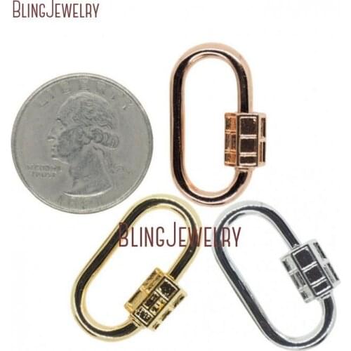 Rose Gold Silver Gold Oval LOCK Glow INLAY Oval Shape Screw Clasp Lock Carabiner Pave Lock 16x28mm FC29837