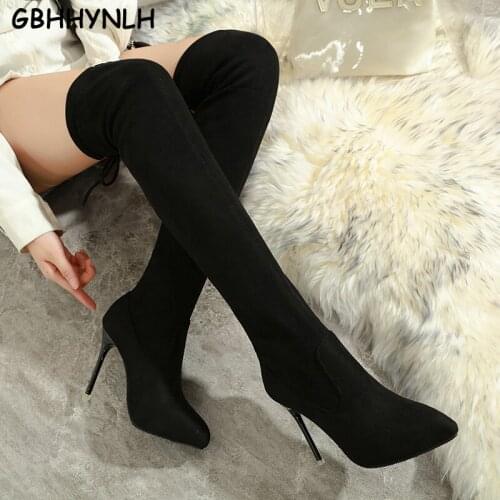 Winter Over The Knee Boots Women Stretch Thigh High boots knee over Woman Shoes Long Bota Feminina zapatos de mujer LJA876