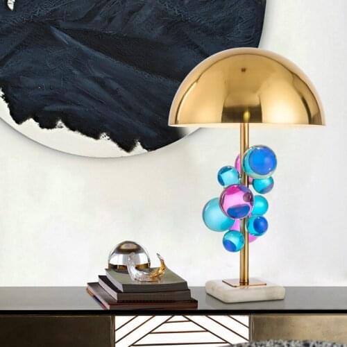 Nordic Chromatic Crystal Ball Marble Table Lamps LED Gold Desk Lamp For Hotel Reading Room Fashion Home Table lighting TA016