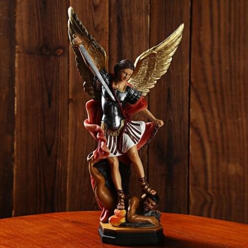 New Angel And Demon Battle Statue Home Garden Resin Craft Figurine Ornament Catholic Gifts For Desk Accessories Retro Room Decor