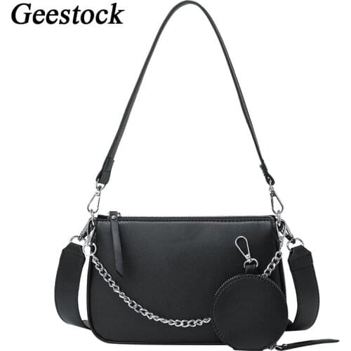 Geestock Shoulder Bag for Women PU Leather 2 Pieces Set Crossbody Bags With Coin Purse Handbag Designer Female Messenger Bags