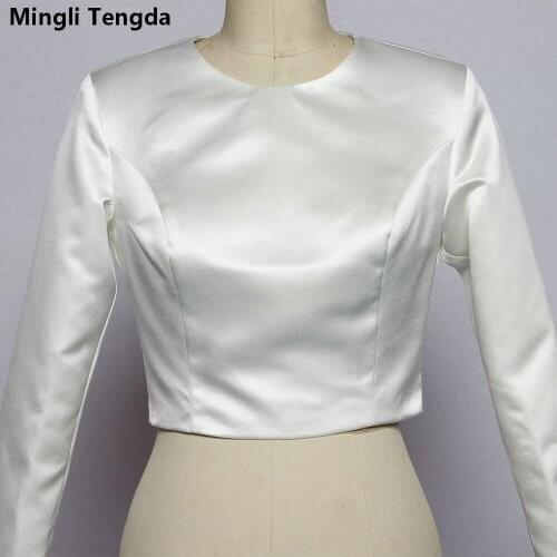 Mingli Tengda Closed Type Stain Wedding Bolero Wraps Bridal Jacket Cape Long Sleeves Wavy Ruffle Bridal Bolero Women Shawl Chest