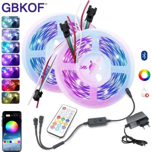 LED Strip Lights DIY Color Changing WS2811 RGB 5050 LED Tape Light With Bluetooth Control Control and 12V Power Supply For Room