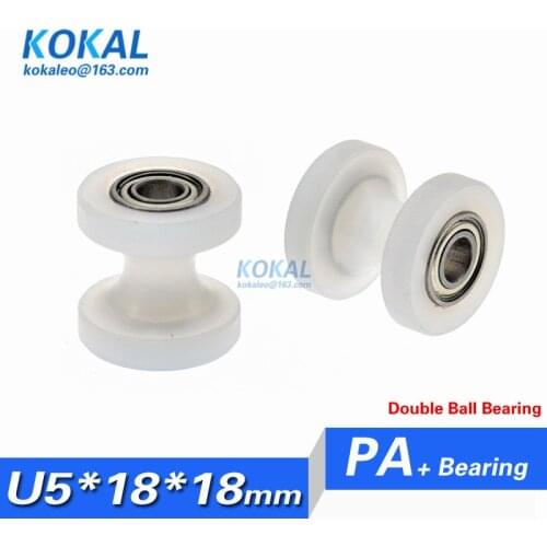 [U0518-18]1PCS/lot pipelining minisize micr MR115zz double ball bearing white wire guide sliding low noise PA6/PA66/Nylon pulley