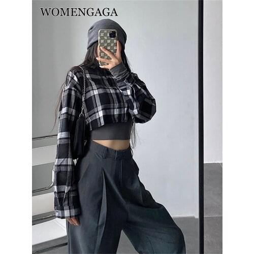 WOMENGAGA Women's Plaid Shirts