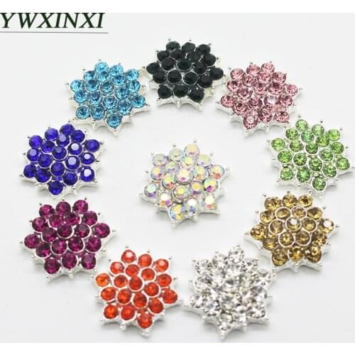 YWXINXI 10pcs/Lot Multicolor 18mm Silver Rhinestone decoration Buttons for Wedding Metal Accessorie Hair Bow DIY Jewelry Craft