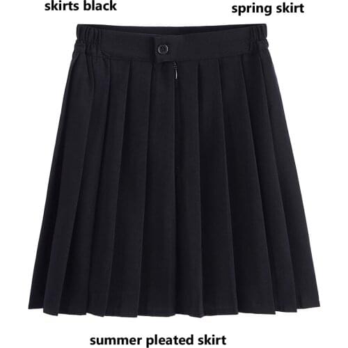 School Style Skirt Basic Style Skirt Sets Womem Spring Summer Pleated Skirts Black Skirt Polyester Skirts Gothic Grunge Fishion