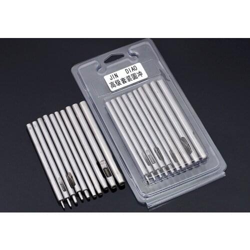 10 sets of round punching belt puncher hollow punching DIY leather sculpture tool