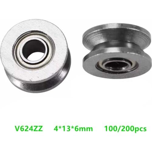 100pcs V Groove Sealed Ball Bearing V624ZZ 624VV Guide Track Roller Bearing V624 Embroidery Machine Bearing 4x13x6mm