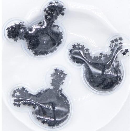 16Pcs 39*33mm Transparent PVC Mouse Head Filling Black Star Sequin Applique for DIY Headwear Hair Clip Bow Decor Accessories C25