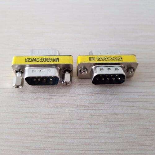 2pcs/lot DB9 RS232 COM Serial Port 9pin Gender Male to Male Adapter Connector Extender Changer Coupler